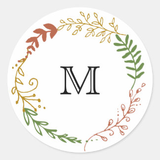 Adesivo Casamento Rustic Bohemian Autumn Floral Wreath
