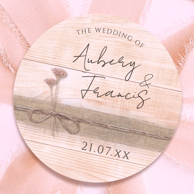 Adesivo Casamento Rustic Boho Burlap Floral Blush Wildflow (Criador carregado)