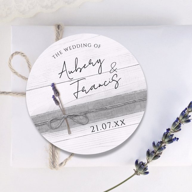 Adesivo Casamento Rustic Boho Burlap Lavanda Wildflower (Criador carregado)