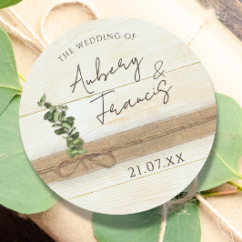 Adesivo Casamento Rustic Boho Burlap Madeira Floral Eucaly