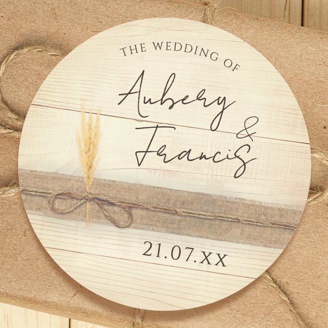 Adesivo Casamento Rustic Boho Burlap Pampass Grass (Criador carregado)