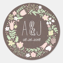 Adesivo Casamento Rustic Boho Pastel Flower Wreath