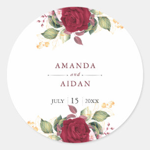 Adesivo Casamento Rustic Burgundy Red Floral