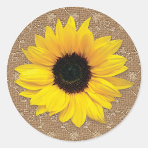 Adesivo Casamento Rustic Burlap e Lace Sunflower