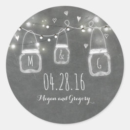 Adesivo Casamento Rustic Chalkboard Mason Jar Lights