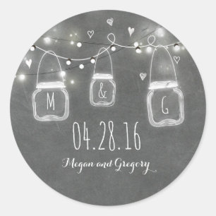 Adesivo Casamento Rustic Chalkboard Mason Jar Lights