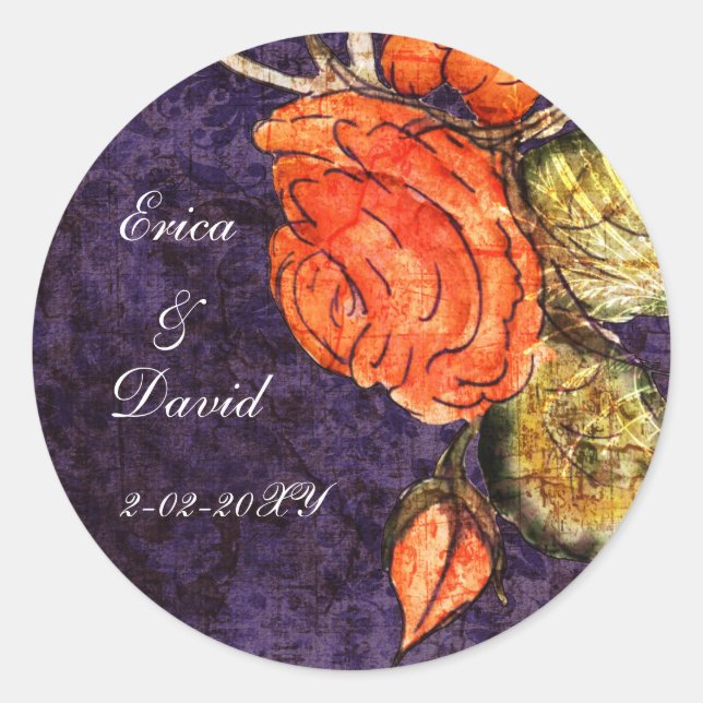 Adesivo Casamento Rustic Chic Purple Rosa (Frente)