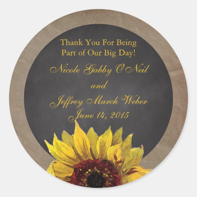 Adesivo Casamento Rustic Country Sunflower (Frente)