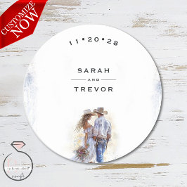 Adesivo Casamento Rustic Cowboy Watercolor