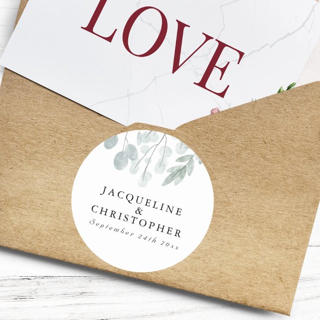 Adesivo Casamento Rustic Eucalyptus Simple Floral Watercol (Criador carregado)