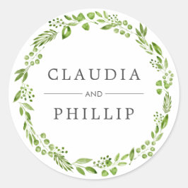 Adesivo Casamento Rustic Green Olive Leaf Wreath