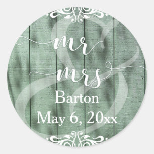 Adesivo Casamento Rustic Green Wood White Scrollwork