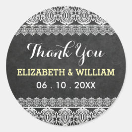 Adesivo Casamento Rustic Lace & Chalkboard Obrigado Amarel