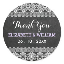 Casamento Rustic Lace & Chalkboard Obrigado Roxo