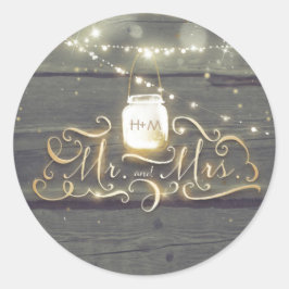 Adesivo Casamento Rustic Mason Jar Lights Wood Barn