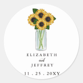 Adesivo Casamento Rustic Mason Jar Sunflower