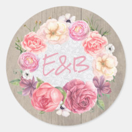 Adesivo Casamento Rustic Pink Flowers