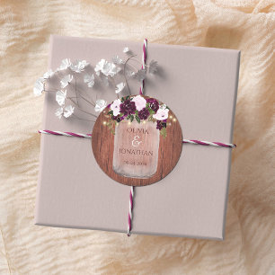 Adesivo Casamento Rustic Plum Floral Mason Jar Lights
