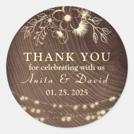 Adesivo Casamento Rustic String Lights Obrigado Sticker