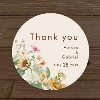 Casamento Rustic Sunflower Beige Obrigado Sticker