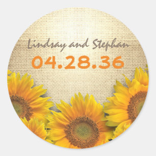 Adesivo Casamento Rustic Sunflower Burlap