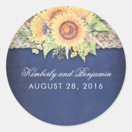 Adesivo Casamento Rustic Sunflower Burlap Marinho