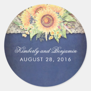 Adesivo Casamento Rustic Sunflower Burlap Marinho