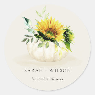 Adesivo Casamento Rustic Sunflower Pumpkin Floral Watercol