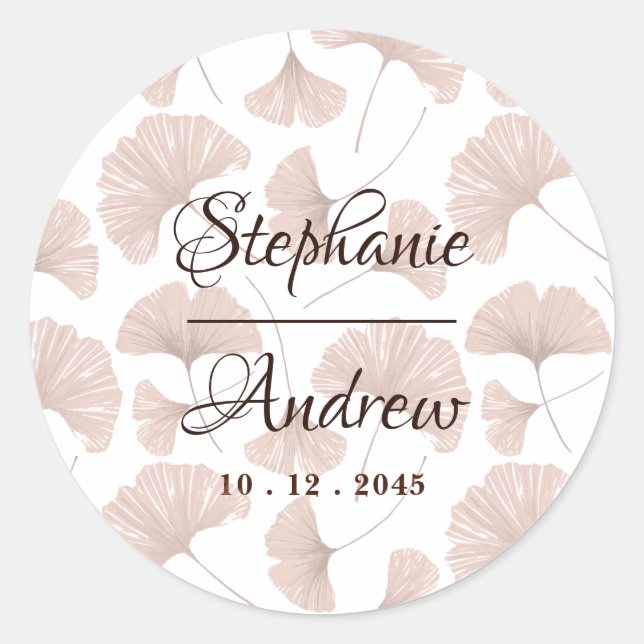 Adesivo Casamento Rustic Terracotta Beige Ginkgo Leaf (Frente)