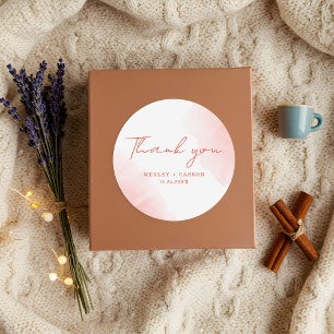 Adesivo Casamento Rustic Watercolor Terracotta Obrigado