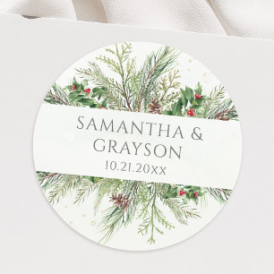Adesivo Casamento Rustic Winter Berries Pine Cone Greenery