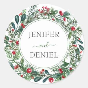 Adesivo Casamento Rustic Winter Berry Pine Greenery
