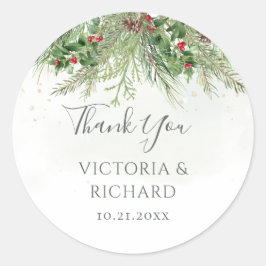 Adesivo Casamento Rustic Winter Greenery Berries Pine Cone