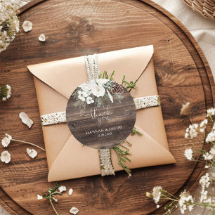 Adesivo Casamento Rustic Winter Pine Obrigado A Favor