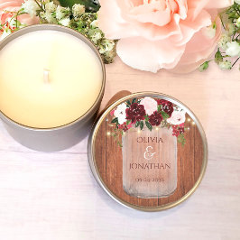 Adesivo Casamento Rustic Wood Floral Mason Jar Lights