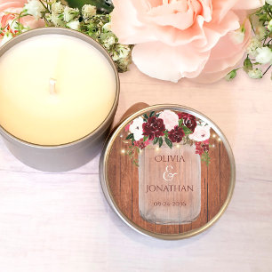 Adesivo Casamento Rustic Wood Floral Mason Jar Lights