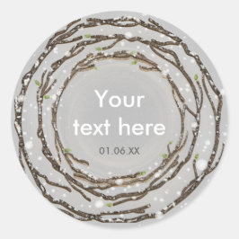 Adesivo Casamento Rústico de Inverno Ramos & Neve no Campo