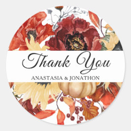 Adesivo Casamento Rústico de Pumpkin Floral de Girassol