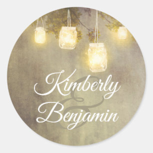 Adesivo Casamento Rústico de Tree Mason Jar Luzes