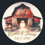 Adesivo Casamento Rústico do Celeiro Vermelho Antigo<br><div class="desc">Personalize com qualquer texto.</div>