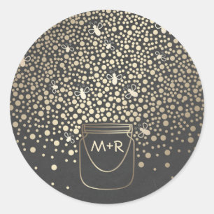 Adesivo Casamento rústico do quadro dos vaga-lume Dourado