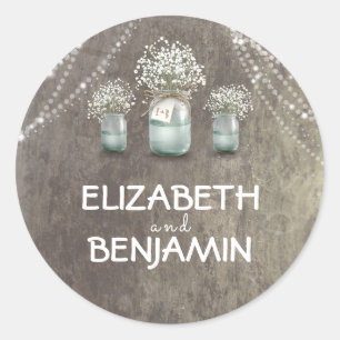 Adesivo Casamento rústico floral do frasco de pedreiro da