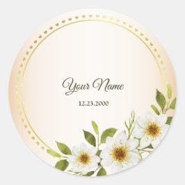Adesivo Casamento Rústico Geométrico Dourado Floral Branco