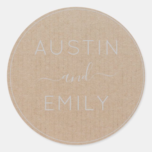 Adesivo Casamento Rústico Moderno Boho Personalizado Kraft (Frente)