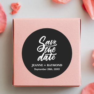 Adesivo Casamento Save the Date com Letra de Pincel Preto