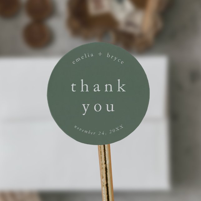 Adesivo Casamento Simples Da Montanha EMELIA Obrigado (EMELIA Modern Mountain Simple Wedding Thank You Classic Round Sticker)
