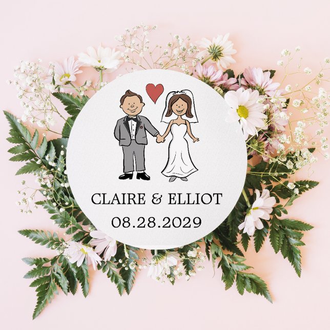 Adesivo Casamento Simples de Cartoon (Criador carregado)