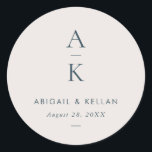 Adesivo Casamento Simples de Combinação de Mistura de Mono<br><div class="desc">O Simples Marinho Azul Monograma Misturado de Combinação Clássica Arredondada de Casamento contém pares de tipos modernos em tons suaves e modernos de terra.</div>