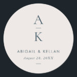 Adesivo Casamento Simples de Combinação de Mistura de Mono<br><div class="desc">O Simples Marinho Azul Monograma Misturado de Combinação Clássica Arredondada de Casamento contém pares de tipos modernos em tons suaves e modernos de terra.</div>