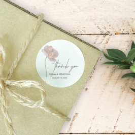 Adesivo Casamento Simples de Flor Selvagem Boho Obrigado